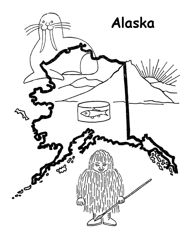 USA-Printables: Alaska State Outline Map 2 - State of Alaska Coloring Pages