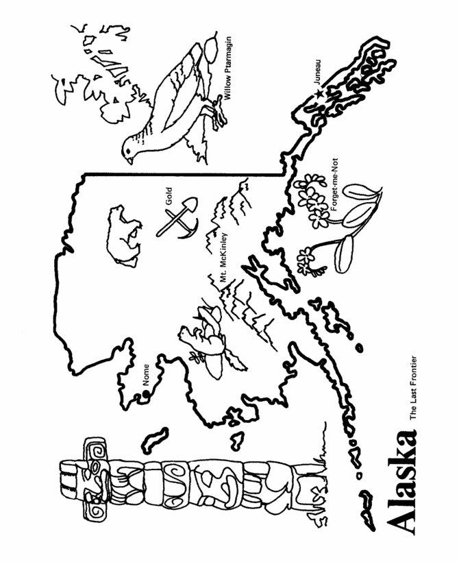 USA-Printables: Alaska State outline map 3 - State of Alaska Coloring Pages