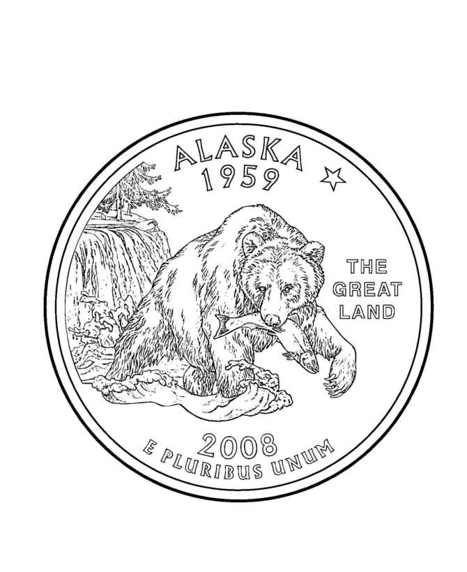 USAPrintables Alaska State Quarter State of Alaska Coloring Pages