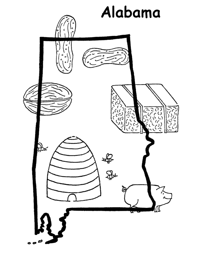  Alabama State Coloring Page