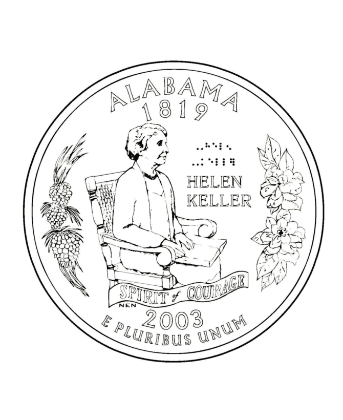  Alabama State Quarter Coloring Page