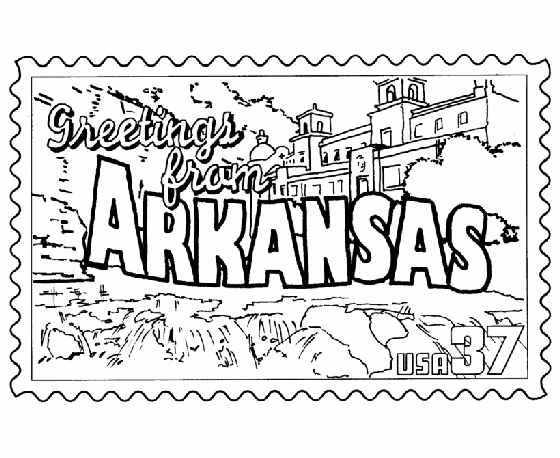  Arkansas State Stamp Coloring Page