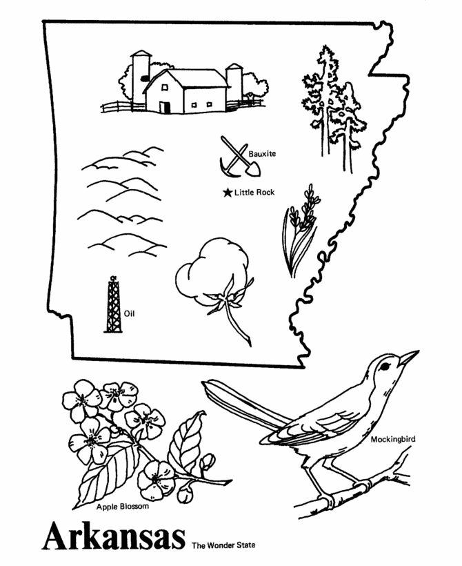 USAPrintables State of Arkansas Coloring Pages Arkansas State