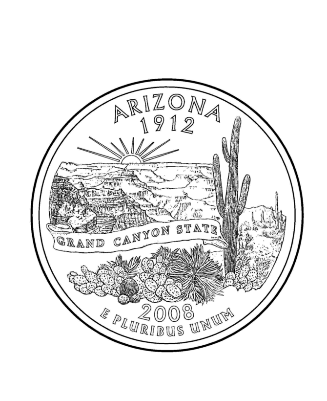  Arizona State Quarter Coloring Page