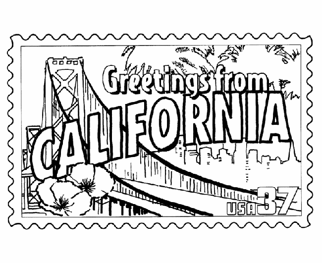  California State Stamp Coloring Page