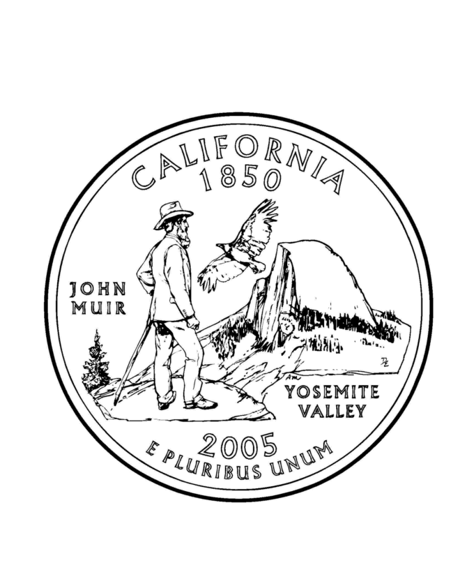 USAPrintables California State Quarter US States Coloring Pages