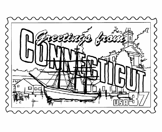  Connecticut State Stamp Coloring Page