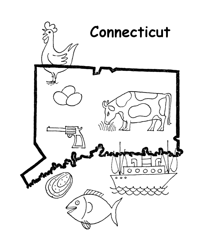  Connecticut State outline Coloring Page