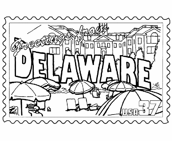  Delaware State Stamp Coloring Page