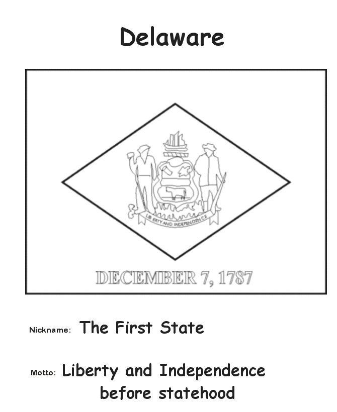  Delaware State Flag Coloring Page