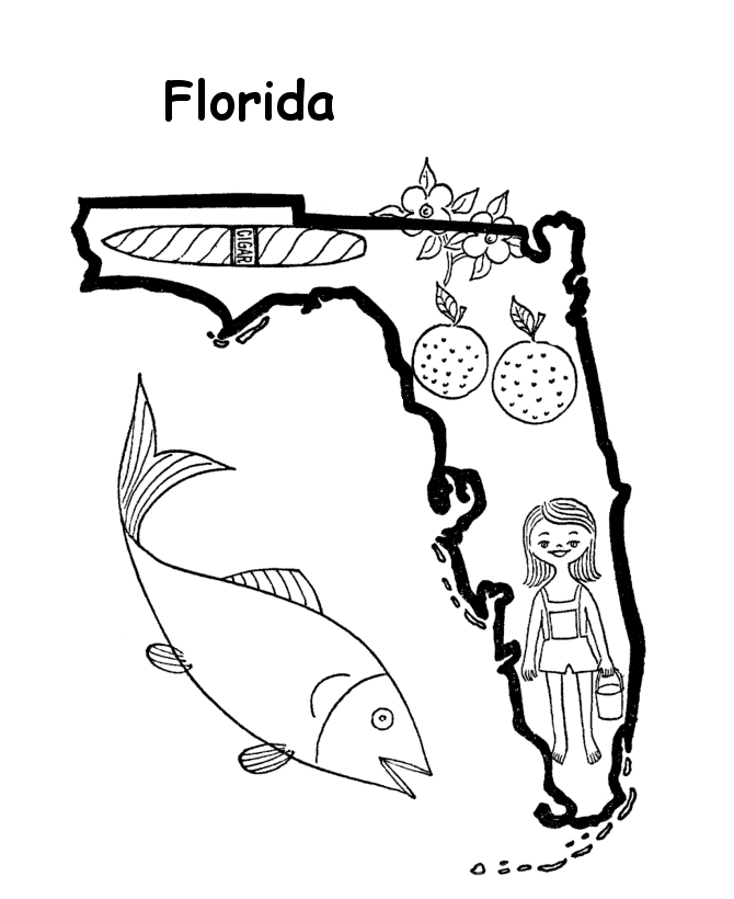 USAPrintables Florida outline shape map coloring page  State of