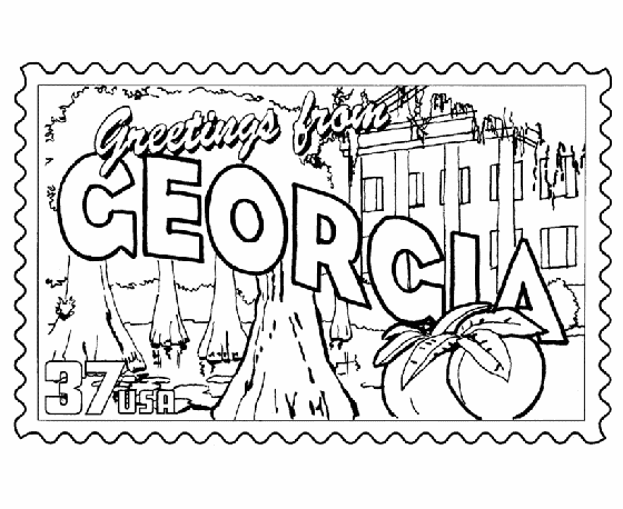  Georgia State Stamp Coloring Page