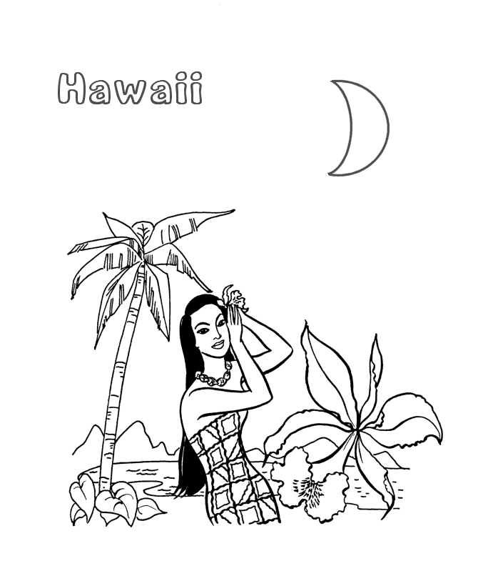  Hawaiian Beauty Coloring Page