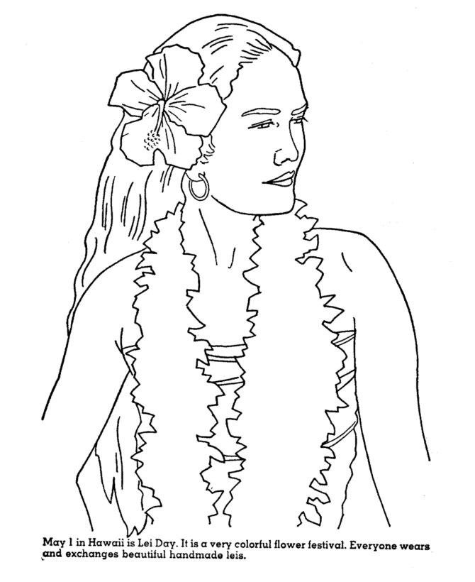  Hawaiian Lei Day Coloring Page