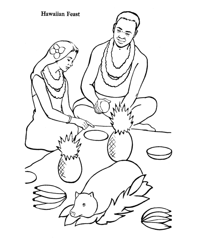  Hawaiian Feast Coloring Page