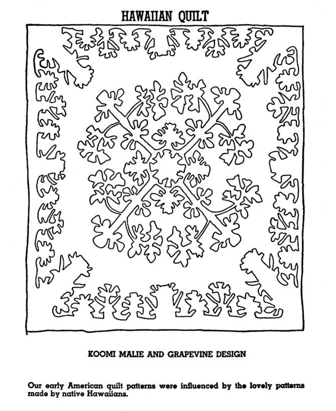  Hawaiian Quilt Coloring Page