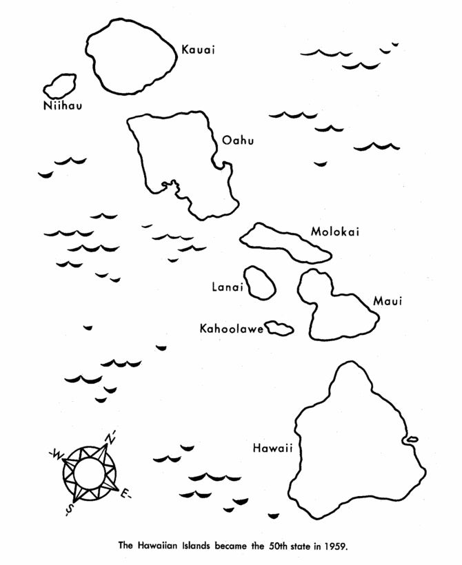  Hawaii State Map Outline Coloring Page