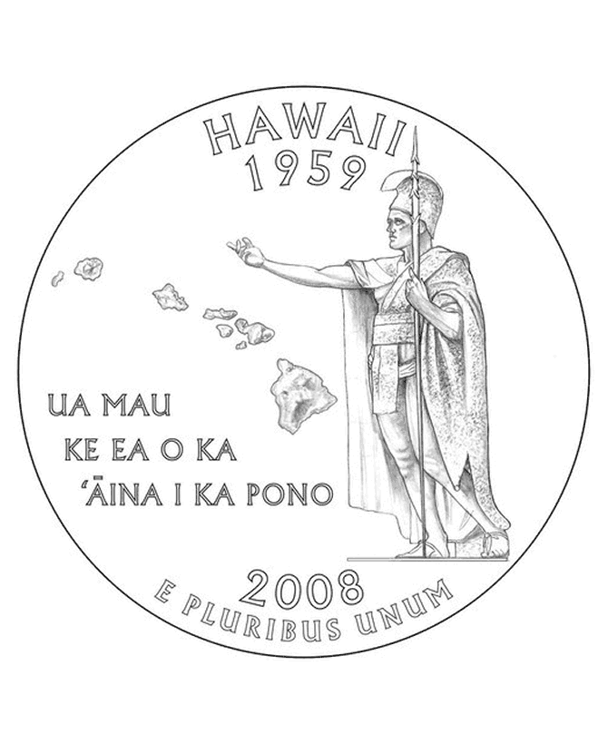  Hawaii State Quarter Coloring Page
