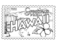 Hawaiian State Stamp coloring page