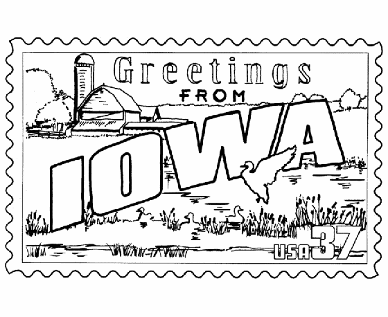  Iowa State Stamp Coloring Page
