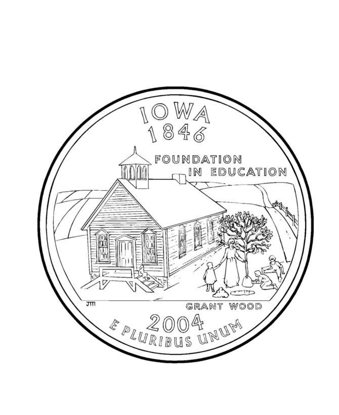  Iowa State Quarter Coloring Page