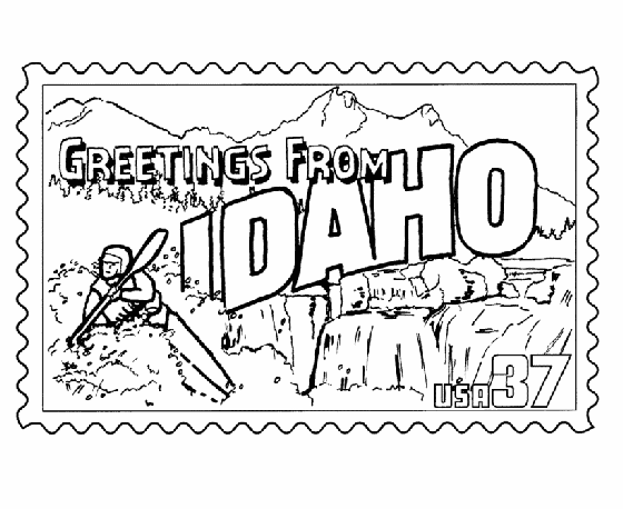  Idaho State Stamp Coloring Page