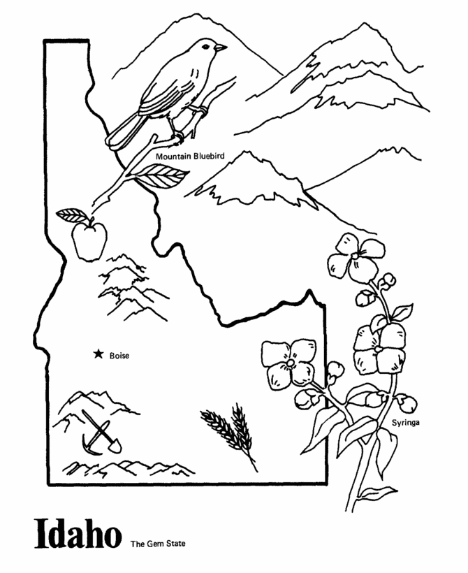  Idaho State outline Coloring Page