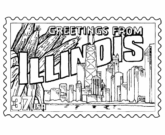  Illinois State Stamp Coloring Page