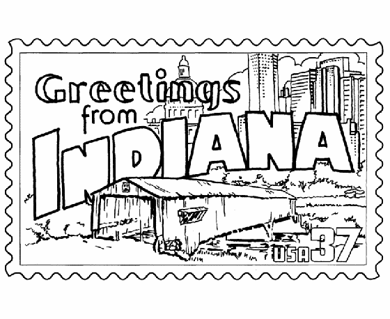  Indiana State Stamp Coloring Page