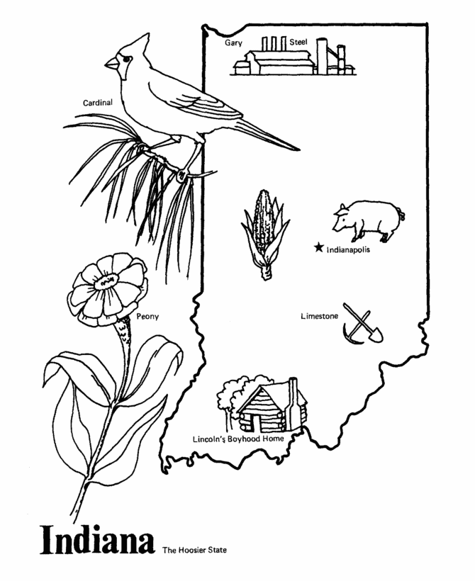  Indiana State outline Coloring Page