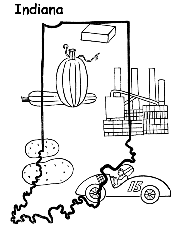  Indiana State outline Coloring Page