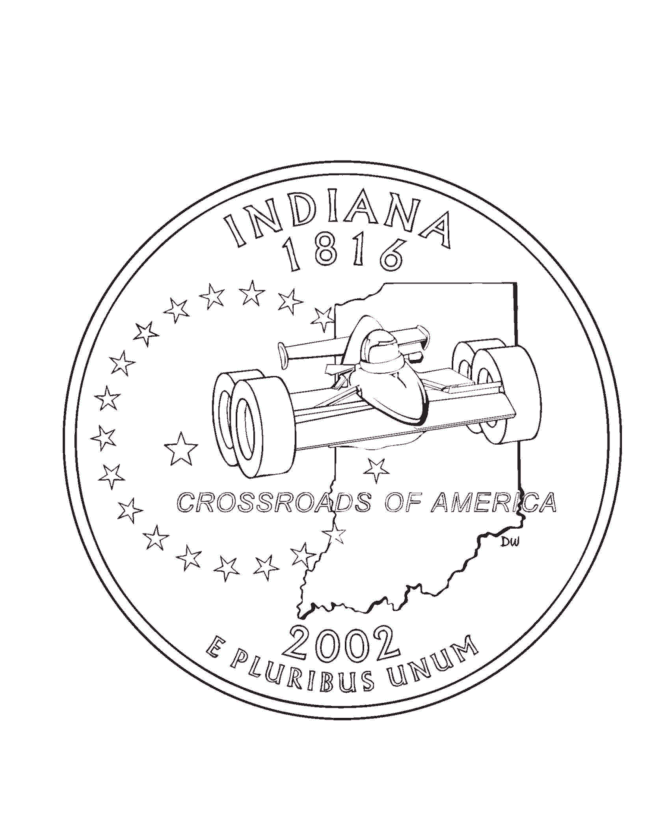  Indiana State Quarter Coloring Page