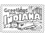 Indiana State Stamp coloring page