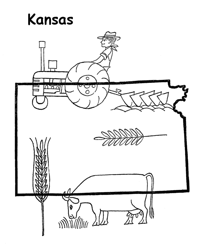  Kansas State outline Coloring Page