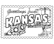 Kansas State Stamp coloring page