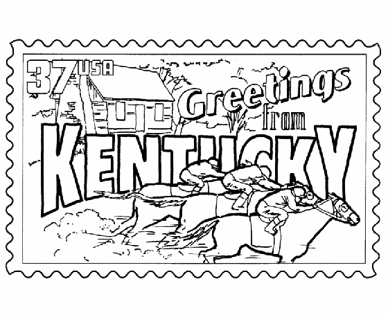  Kentucky State Stamp Coloring Page