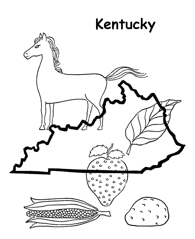  Kentucky State outline Coloring Page
