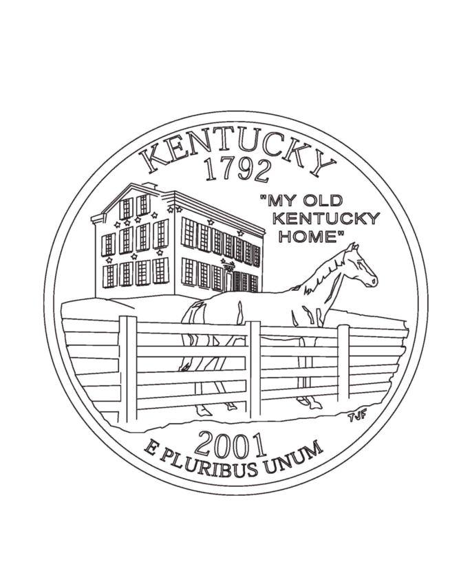  Kentucky State Quarter Coloring Page