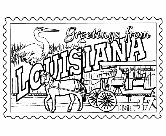  Louisiana State Stamp Coloring Page