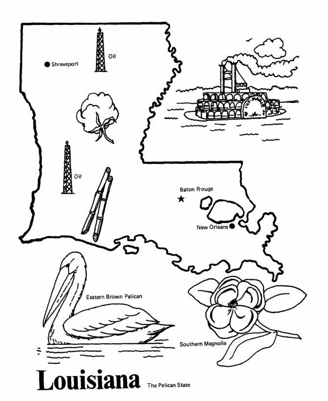  Louisiana State outline Coloring Page