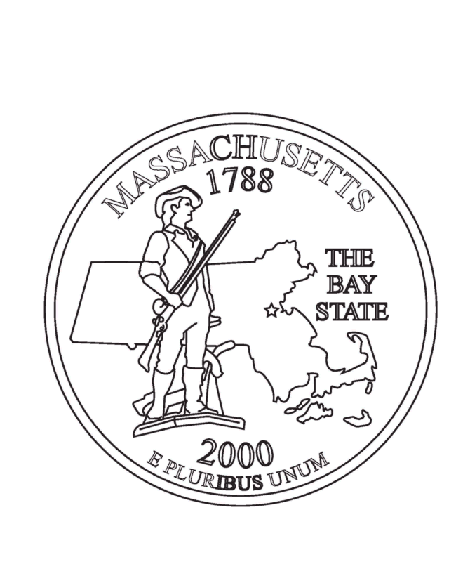  Massachusetts State Quarter Coloring Page
