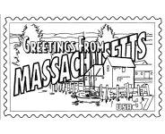 Massachusetts State Stamp coloring page