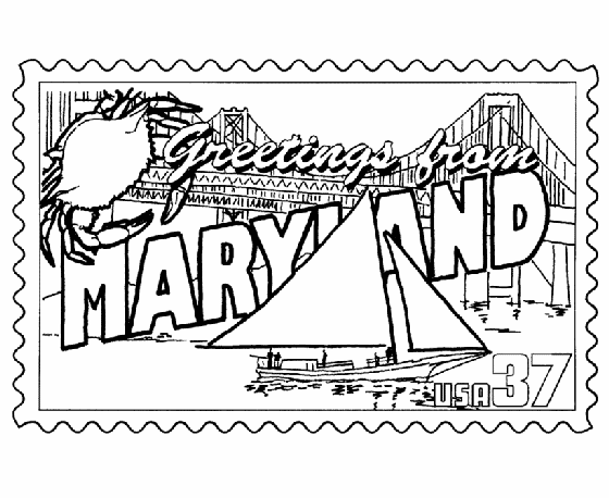  Maryland State Stamp Coloring Page