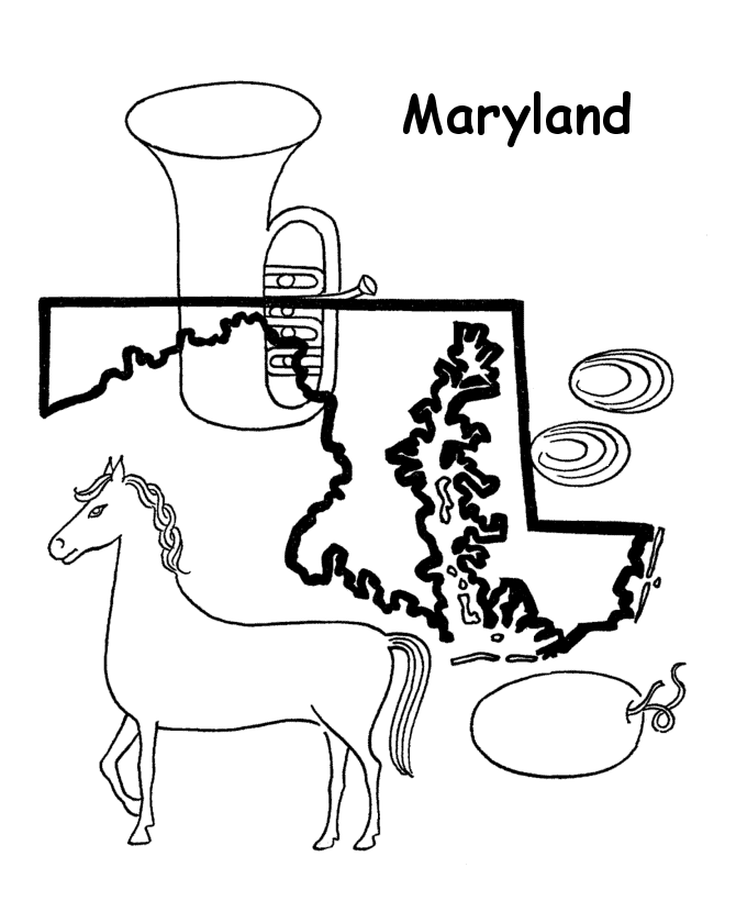  Maryland State outline Coloring Page