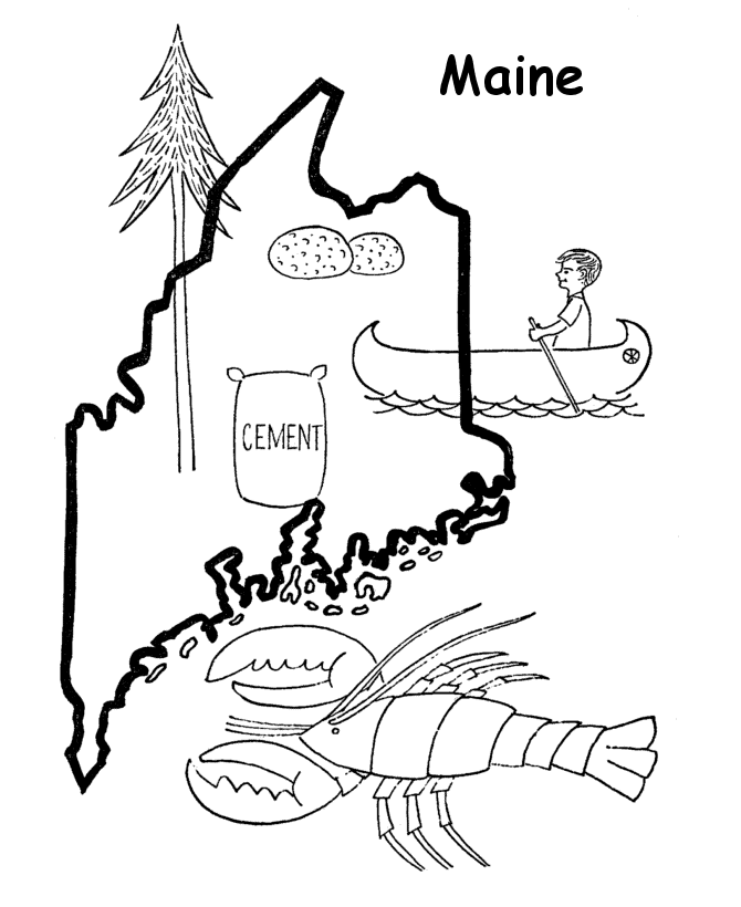  Maine State outline Coloring Page