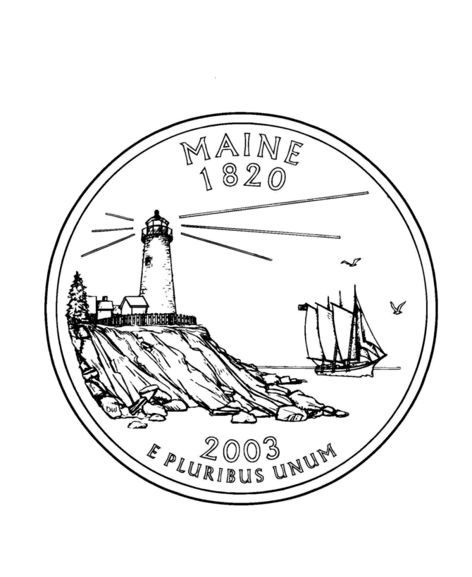  Maine State Quarter Coloring Page