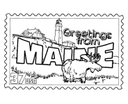 Maine State Stamp coloring page