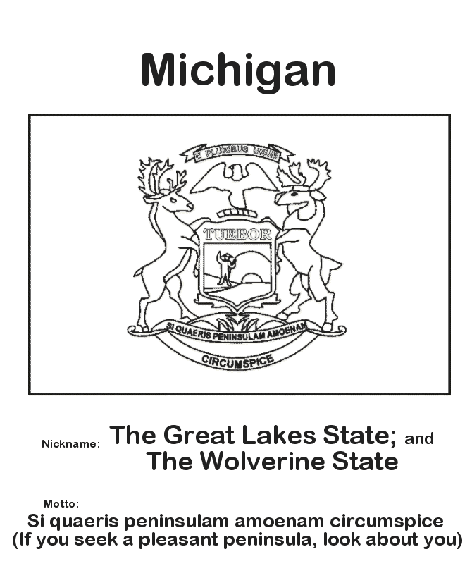  Michigan State Flag Coloring Page