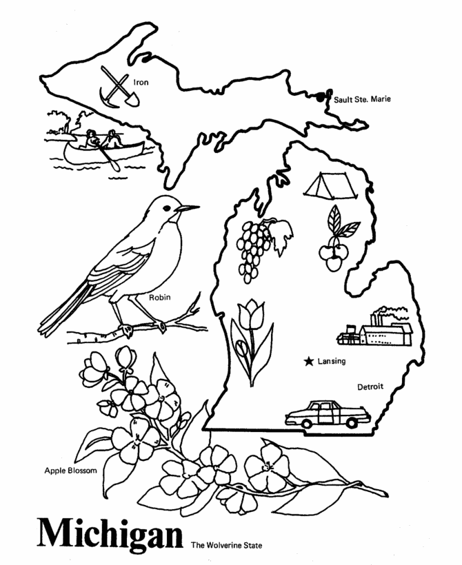  Michigan State outline Coloring Page