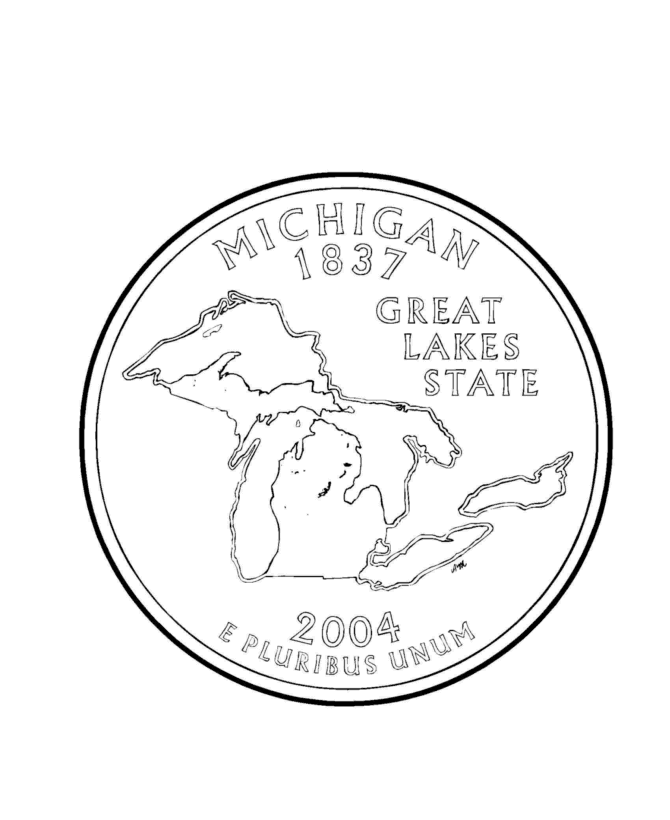  Michigan State Quarter Coloring Page